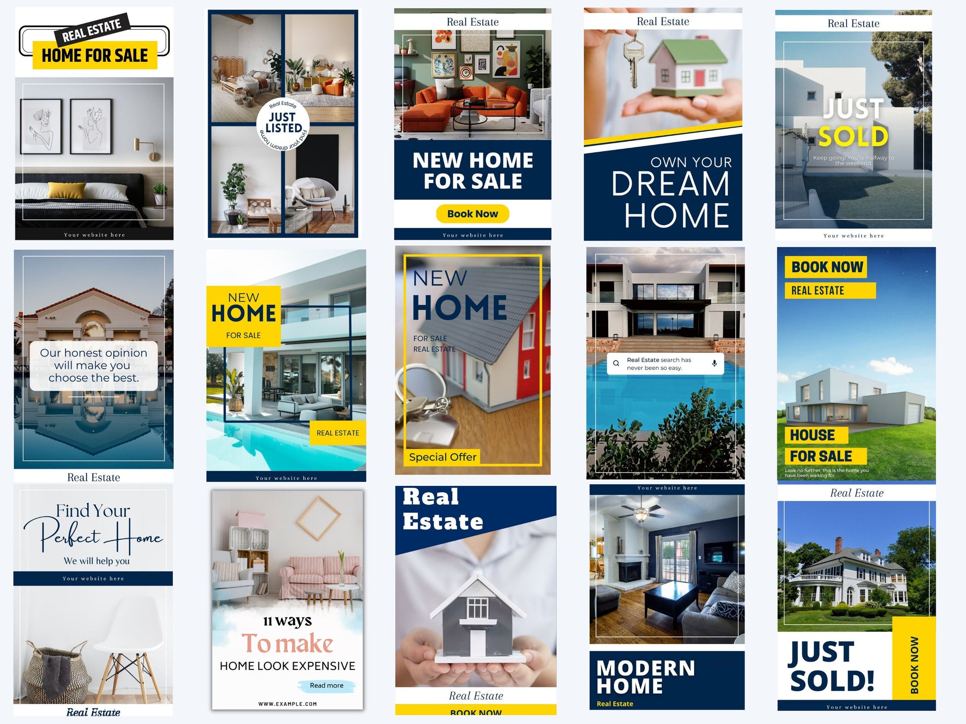 50 Pinterest Pins For Real Estate | Pinterest Pins Editable In Canva | Real Estate Marketing | Pinterest Real Estate