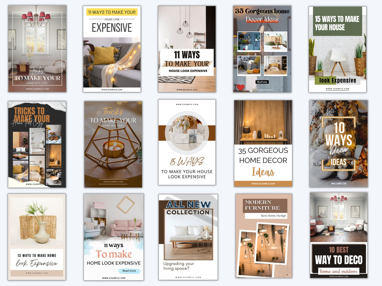 50 Pinterest Pins Template For Canva - Home Decor