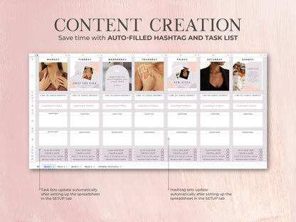Social Media Content Calendar, Google Sheets Spreadsheet, Editable Planner, Social Media Manager, Instagram, Youtube, TikTok, Influence