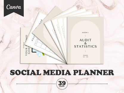 Social Media Planner | Canva Social Media Planner | Social Media Kit | Social Media Content Calendar