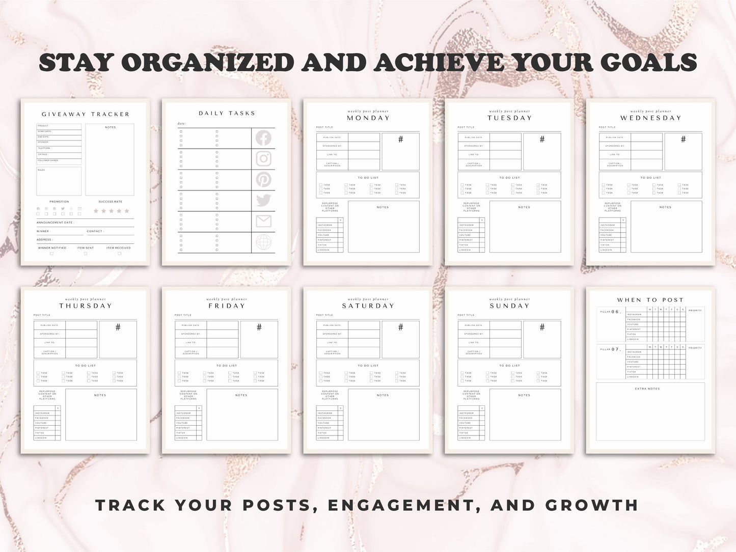 Social Media Planner | Canva Social Media Planner | Social Media Kit | Social Media Content Calendar