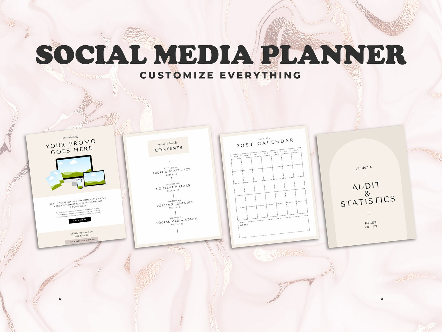 Social Media Planner | Canva Social Media Planner | Social Media Kit | Social Media Content Calendar