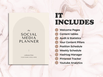 Social Media Planner | Canva Social Media Planner | Social Media Kit | Social Media Content Calendar