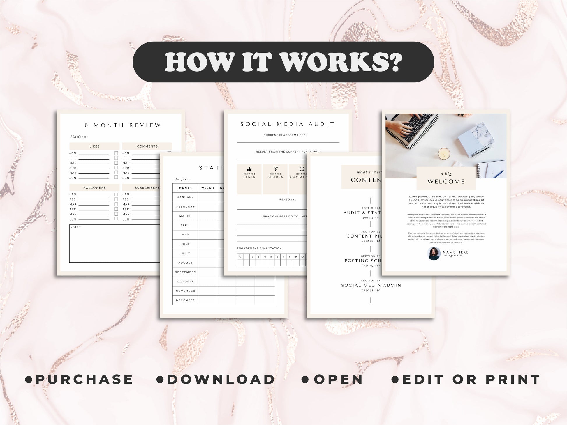 Social Media Planner | Canva Social Media Planner | Social Media Kit | Social Media Content Calendar